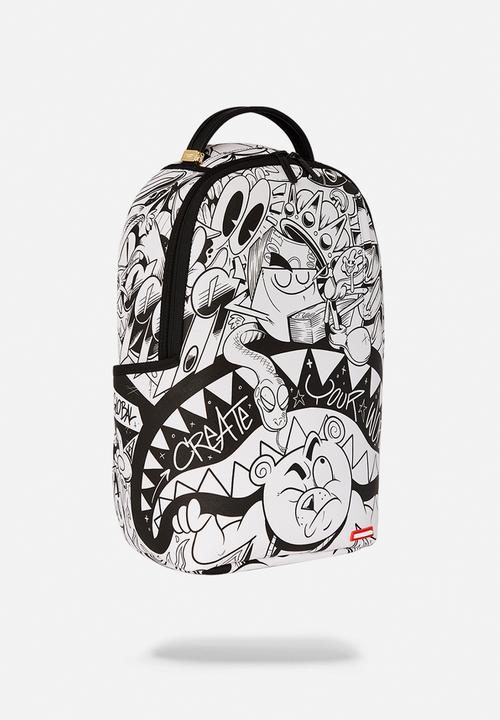 Sprayground - Heavy sharkmouth doodle dlxsv backpack - white