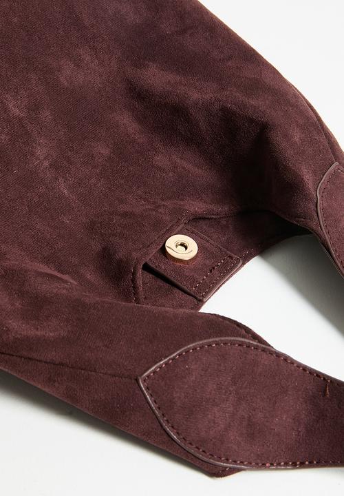 boohoo - Faux Suede Structured Shoulder Bag - chocolate