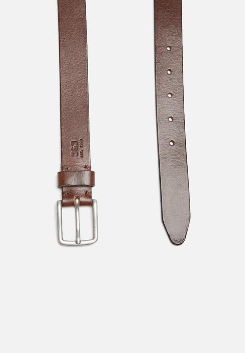 Jack & Jones - Lee leather belt - black coffee