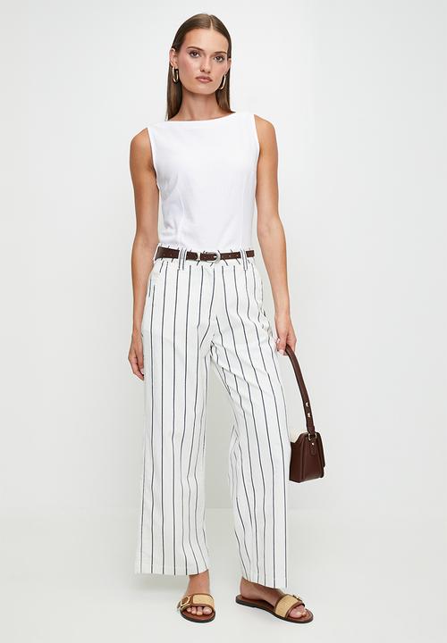 POLO - Sarah striped wide leg chino - off white
