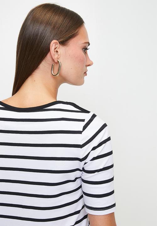 POLO - Ariana ms t-shirt - black and white
