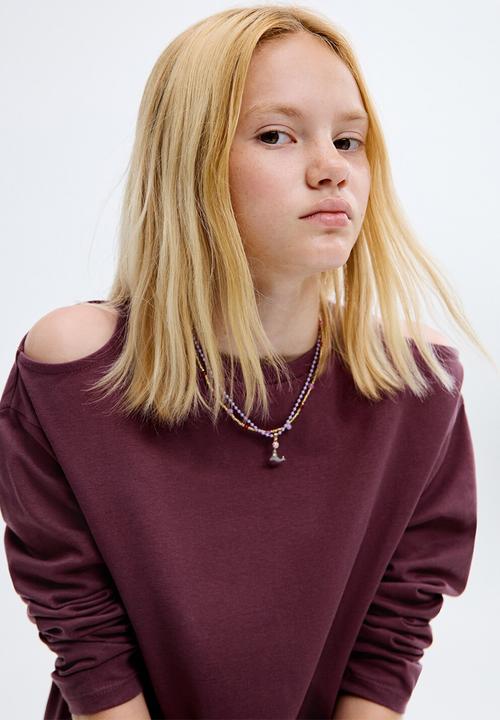 MANGO - T-shirt cutout - dark red