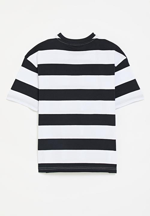 POLO - Girls jade ss striped tee - navy & white 