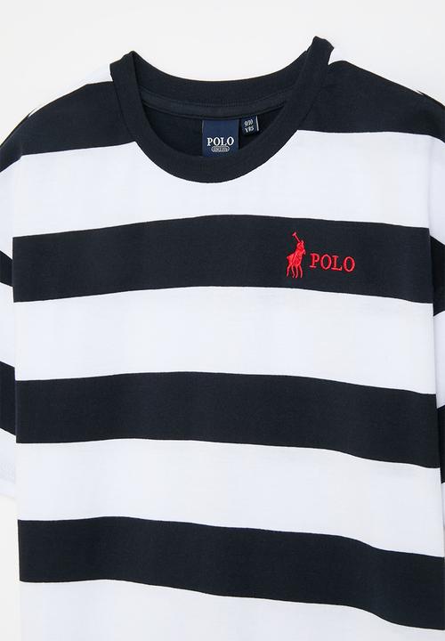 POLO - Girls jade ss striped tee - navy & white 