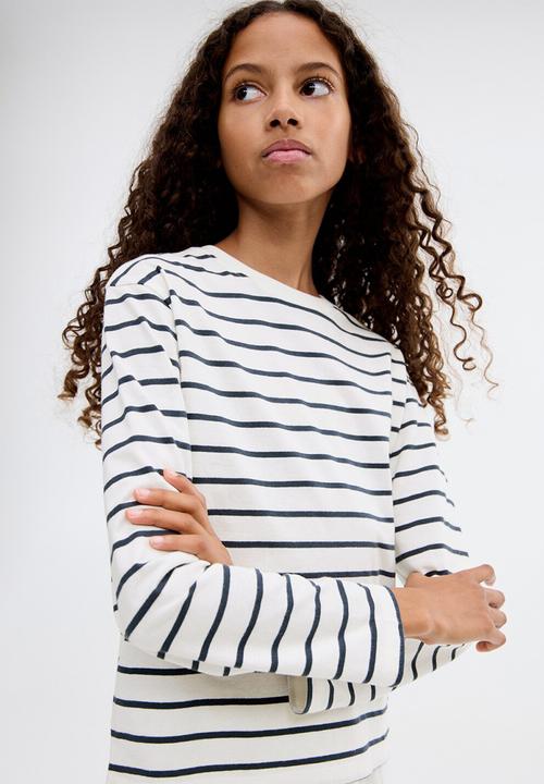 MANGO - T-shirt stripes - navy