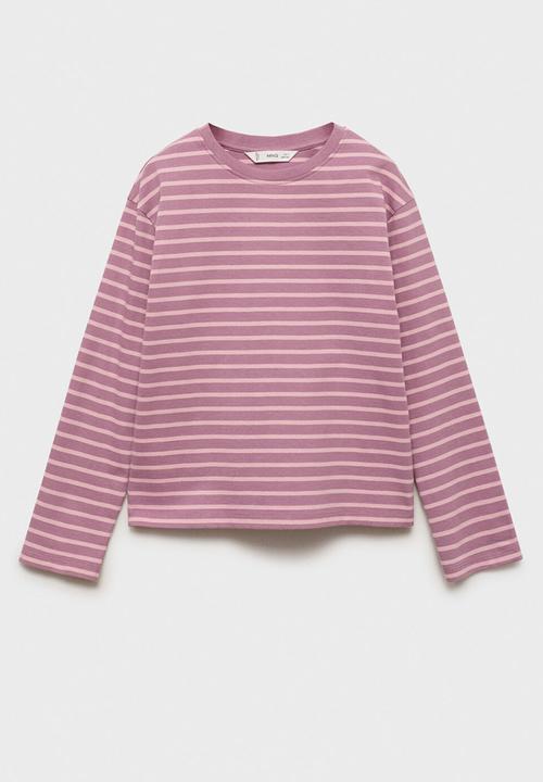 MANGO - T-shirt stripes - pink