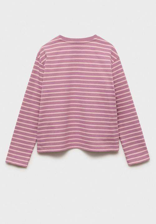 MANGO - T-shirt stripes - pink