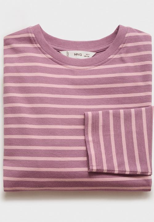 MANGO - T-shirt stripes - pink