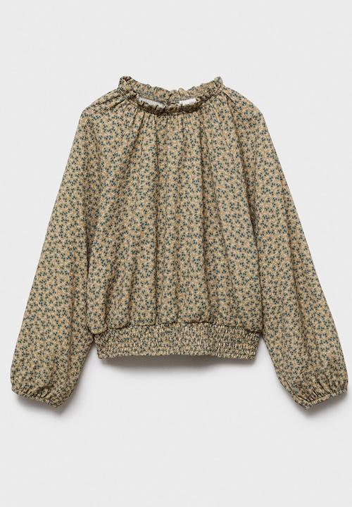 MANGO - T-shirt floriset - green