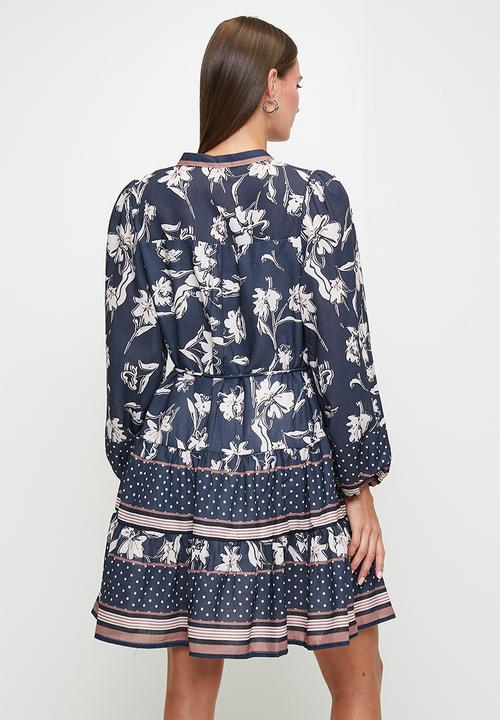 MILLA - Navy paisley short dress - navy floral