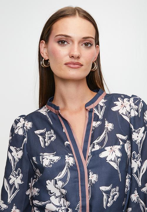 MILLA - Navy paisley short dress - navy floral