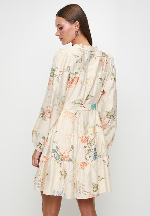 MILLA - Floral tiered short dress - cream floral