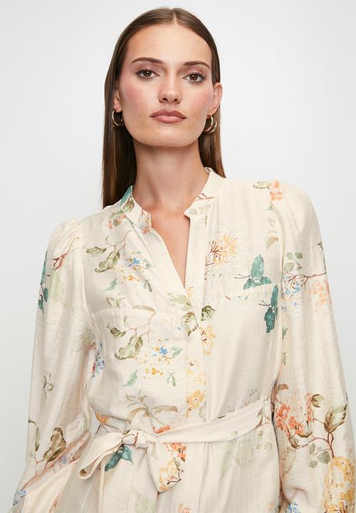 MILLA - Floral tiered short dress - cream floral