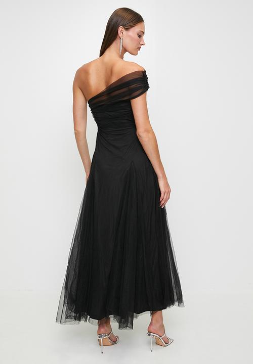 MILLA - Black mesh one shoulder dress - black