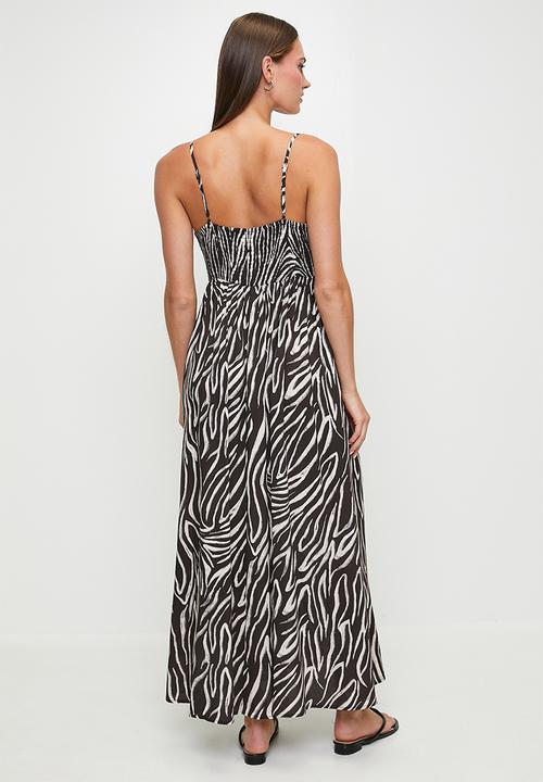 MILLA - Zebra printed maxi dress - black