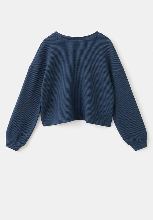 MANGO - Sweatshirt waffle - navy