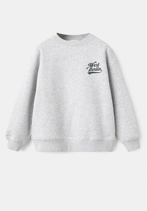 MANGO - Printed cotton sweatshirt -  heather grey