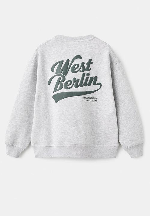 MANGO - Printed cotton sweatshirt -  heather grey