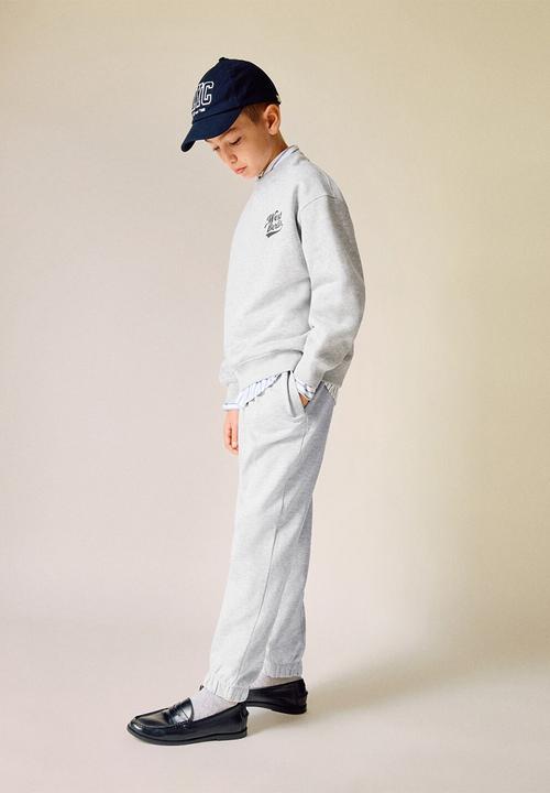 MANGO - Printed cotton sweatshirt -  heather grey