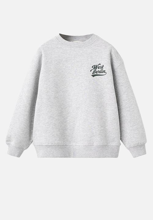 MANGO - Printed cotton sweatshirt -  heather grey