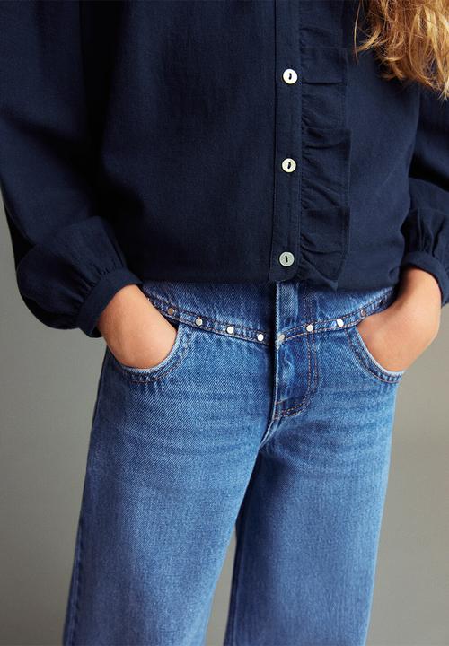 MANGO - Jeans studs - open blue