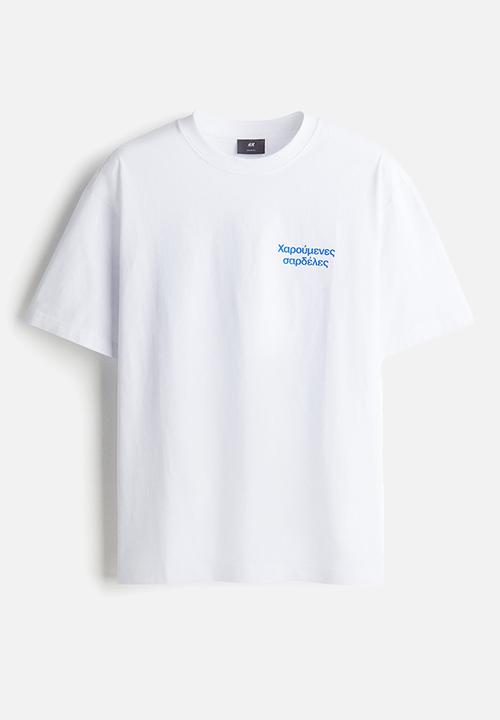 H&M - Loose fit printed t-shirt - white greek sardines