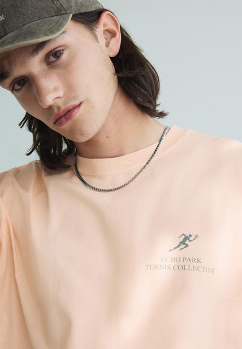 H&M - Loose fit printed t-shirt - peach pink echo park