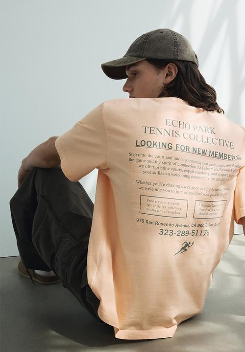 H&M - Loose fit printed t-shirt - peach pink echo park