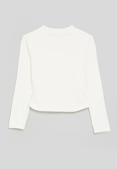 Pop Candy - Long sleeve tee with bow placement print - white