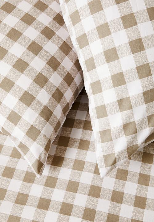 Sixth Floor - Lume Check Cotton Blend Duvet Cover Set Natural