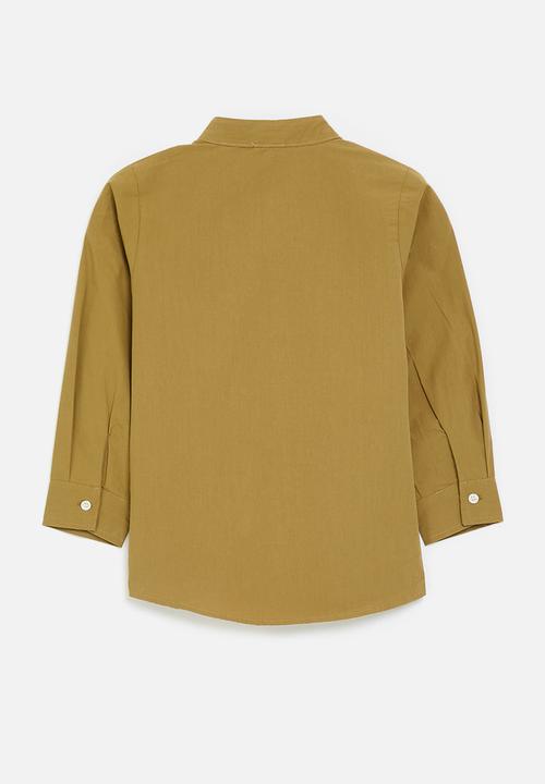 Pop Candy - Mandarin collar shirt - dark gold