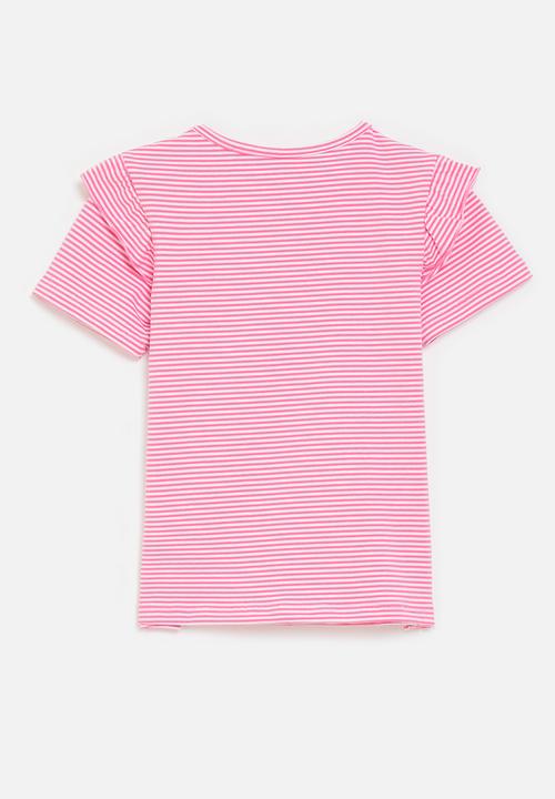 Pop Candy - Embroidered pony tee with applique details - pink stripes