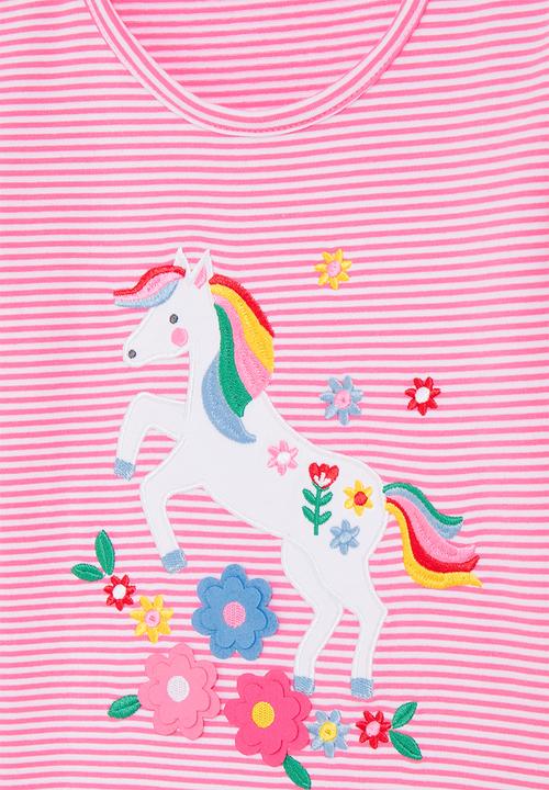 Pop Candy - Embroidered pony tee with applique details - pink stripes