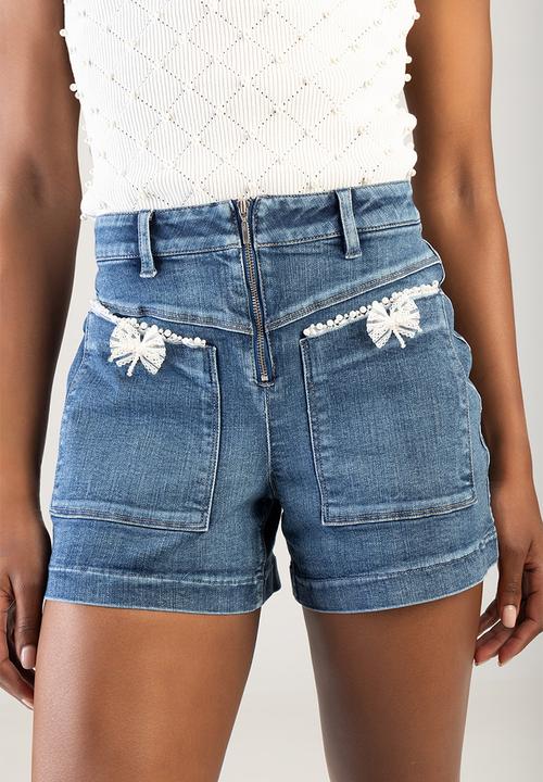 SISSY BOY - High Waist Shorts With Front Zip And Pocket Detail - Med Vintage