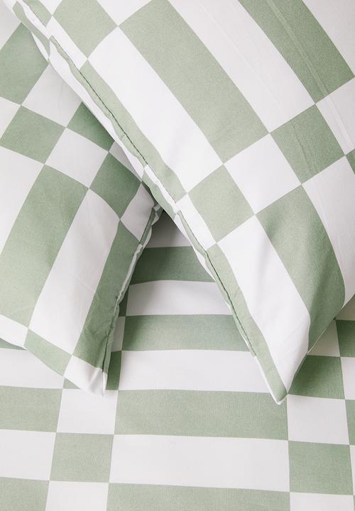 Sixth Floor - Block Geo Super Soft Duvet Cover Set Sage