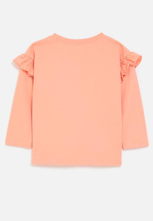 Pop Candy - Mouse embroidered sweat top - apricot