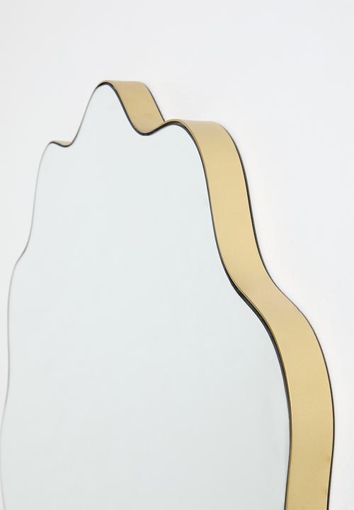 Sixth Floor - Iron Wavy Round Mirror - Gold