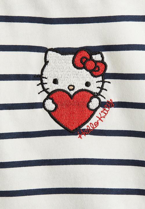H&M - Print-motif cotton t-shirt - white hello kitty 
