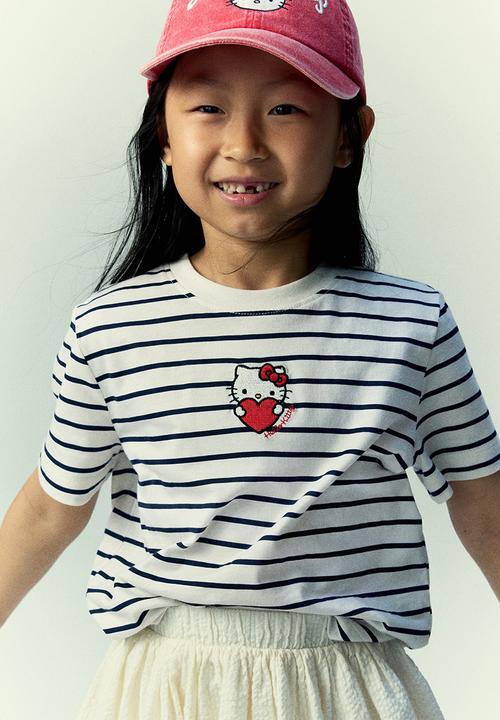 H&M - Print-motif cotton t-shirt - white hello kitty 