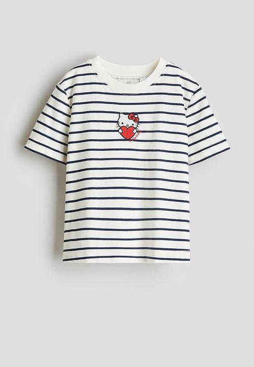 H&M - Print-motif cotton t-shirt - white hello kitty 