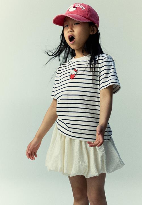 H&M - Print-motif cotton t-shirt - white hello kitty 