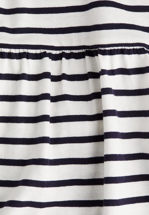 H&M - Cotton jersey dress - navy blue & white stripes
