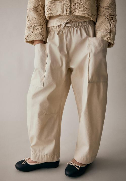 H&M - Barrel-leg cotton trousers - light beige