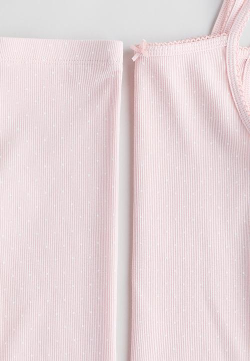 H&M - Ribbed cotton pyjamas - light pink spotted