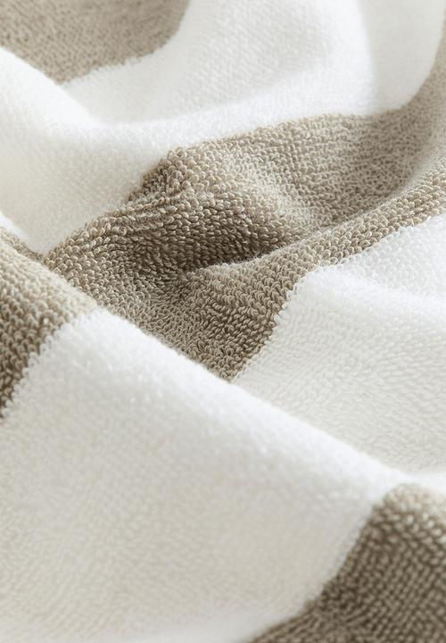 H&M - Bath towel - sage green/white striped 