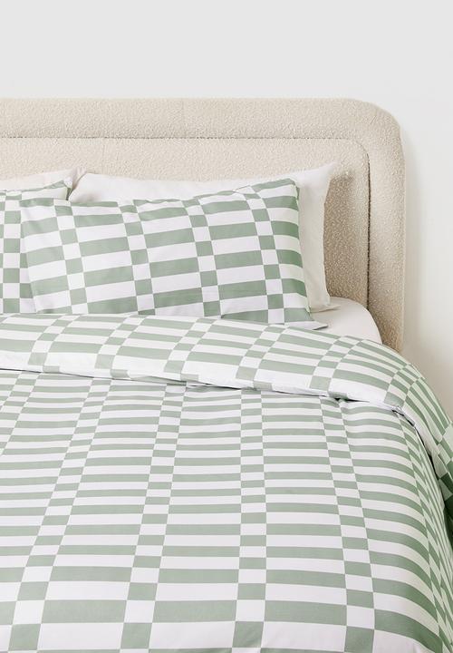 Sixth Floor - Block Geo Super Soft Duvet Cover Set Sage