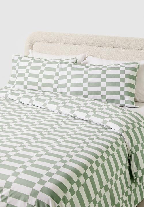 Sixth Floor - Block Geo Super Soft Duvet Cover Set Sage