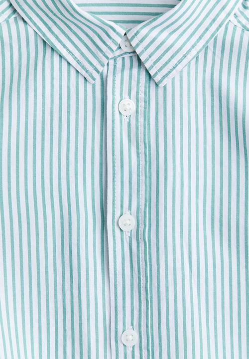 H&M - Cotton shirt - green & white striped