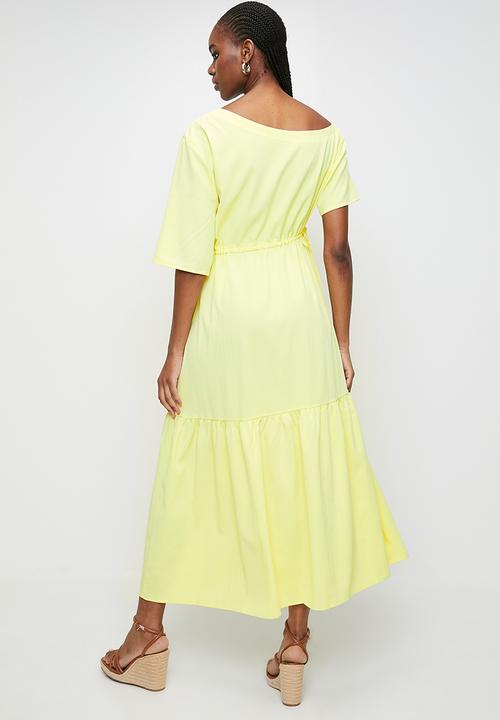 MILLA - Asymetrrical neckline dress - Lemon