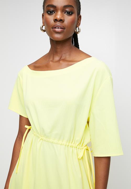 MILLA - Asymetrrical neckline dress - Lemon